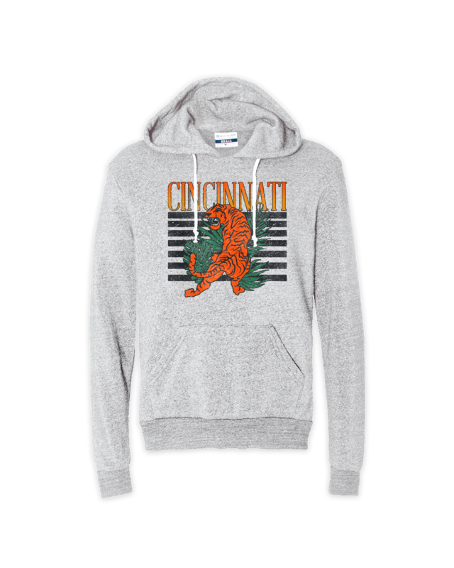 Cincinnati Tiger Black/Orange Sweatshirt on Light Gray Small