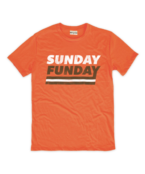 Our softest orange crew featuring our Sunday Funday stripe design.