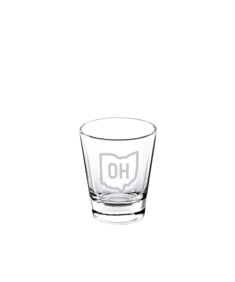 This shot glass is engraved with an Ohio theme.