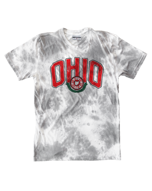 Your favorite crew hand tie dyed featuring our classic Ohio stamp design.