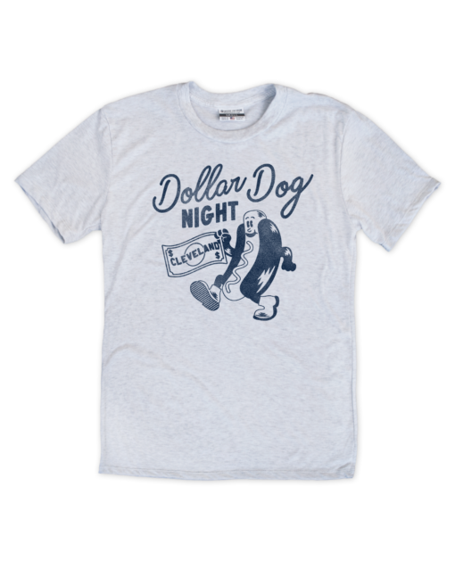This ash t-shirt features a vintage Cleveland dollar dog night print design.