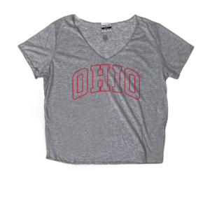 Ohio Red Outline Slouchy Vneck