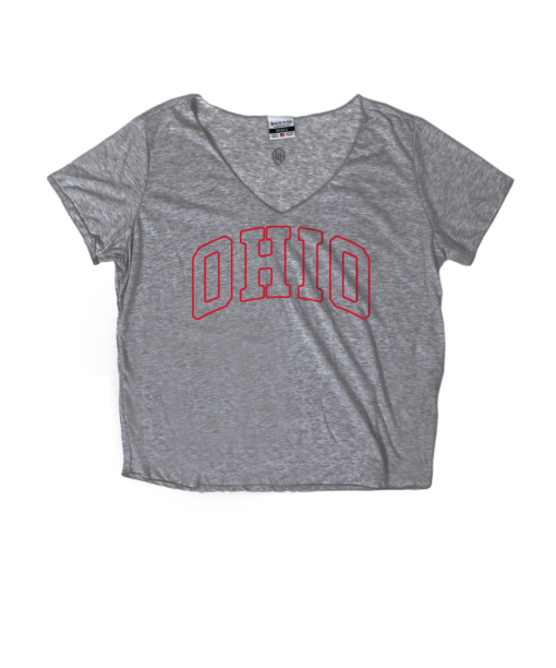 Ohio Red Outline Slouchy Vneck