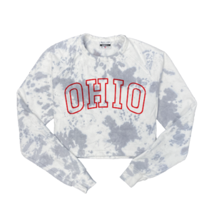 Ohio Outline Tie Dye Crop Sweatshirt