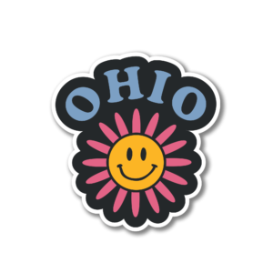 Ohio Smiley Flower Sticker - Where I'm Apparel