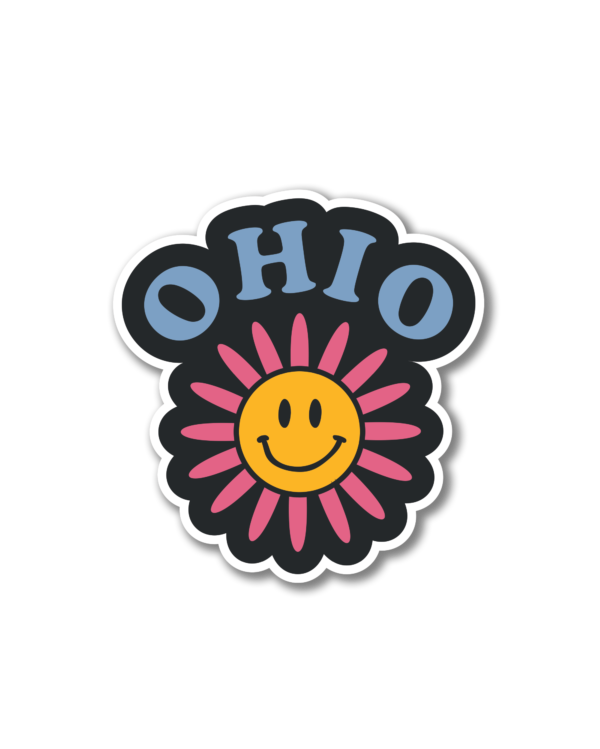 Ohio Smiley Flower Sticker - Where I'm Apparel