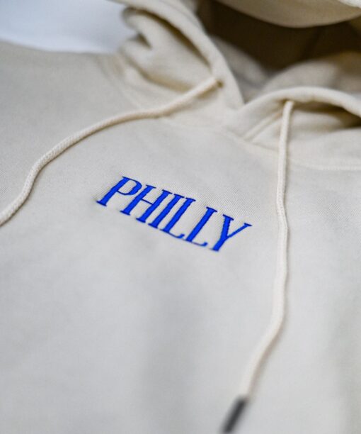 Philly Embroidered Tan Cotton Hoodie