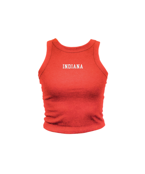 Indiana Embroidered Red High Neck Tank T-Shirt