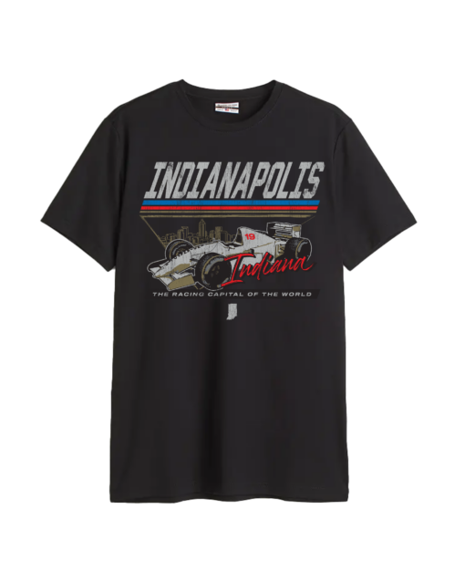 Indy Racing Black Cotton Crew T-Shirt