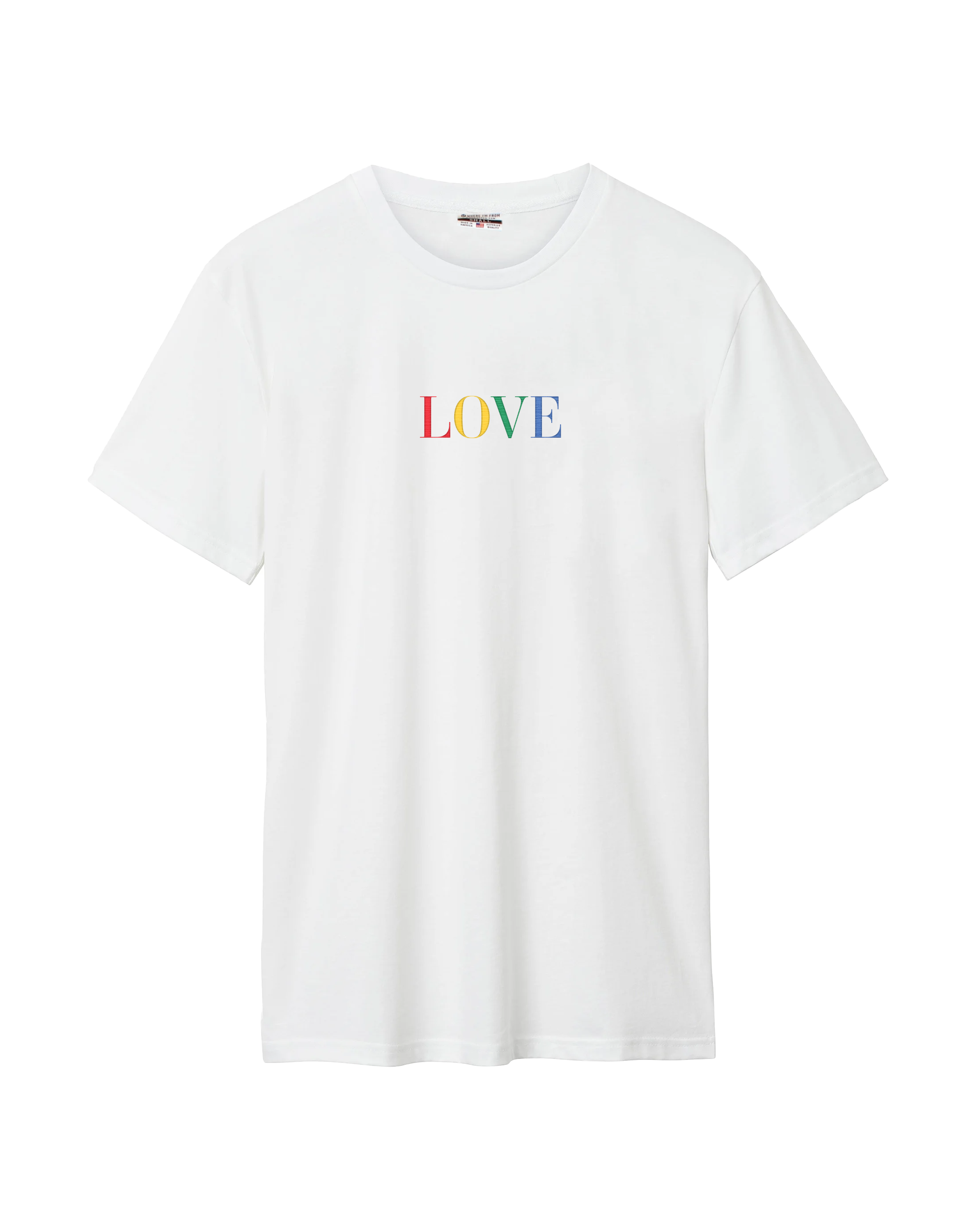 LOVE Rainbow Embroidered Cotton Crew T-Shirt