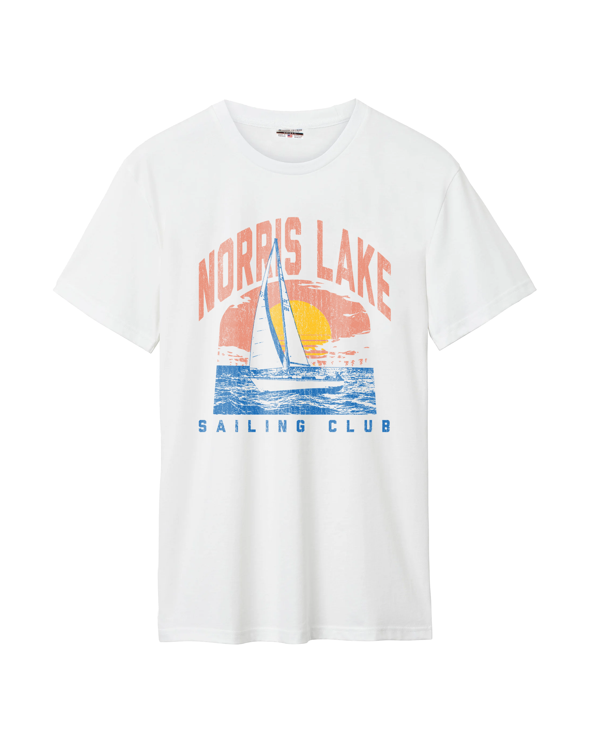Norris Lake Boating White Cotton Crew