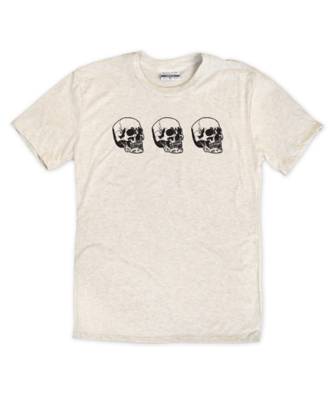 Three Skeleton Heads Crew T-Shirt