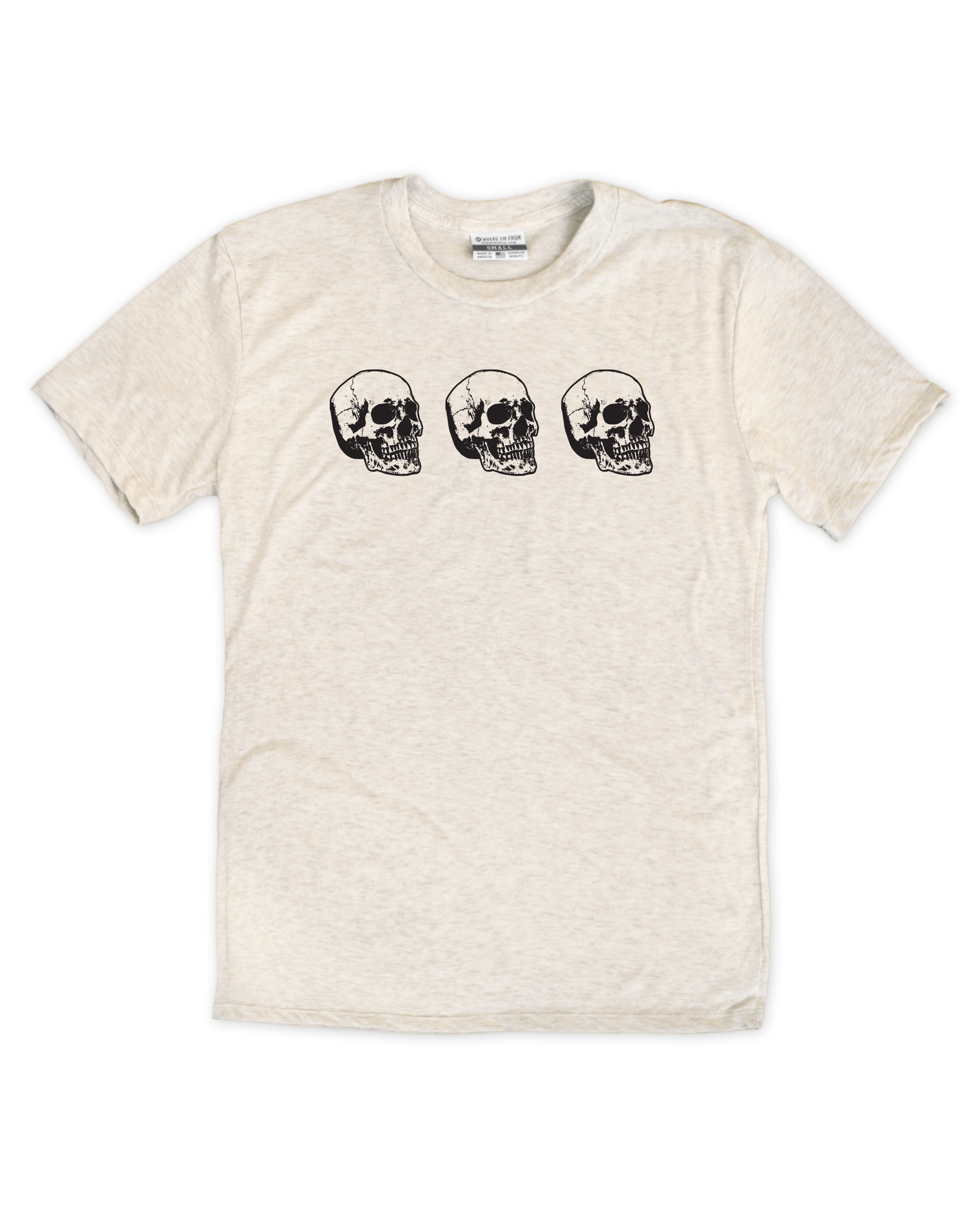 Three Skeleton Heads Crew T-Shirt