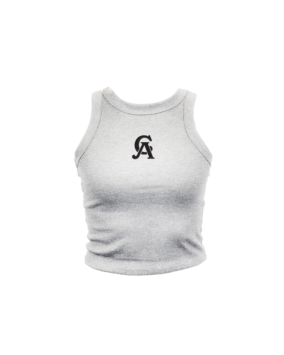 CA Overlap Embroidered Ash Crop Tank