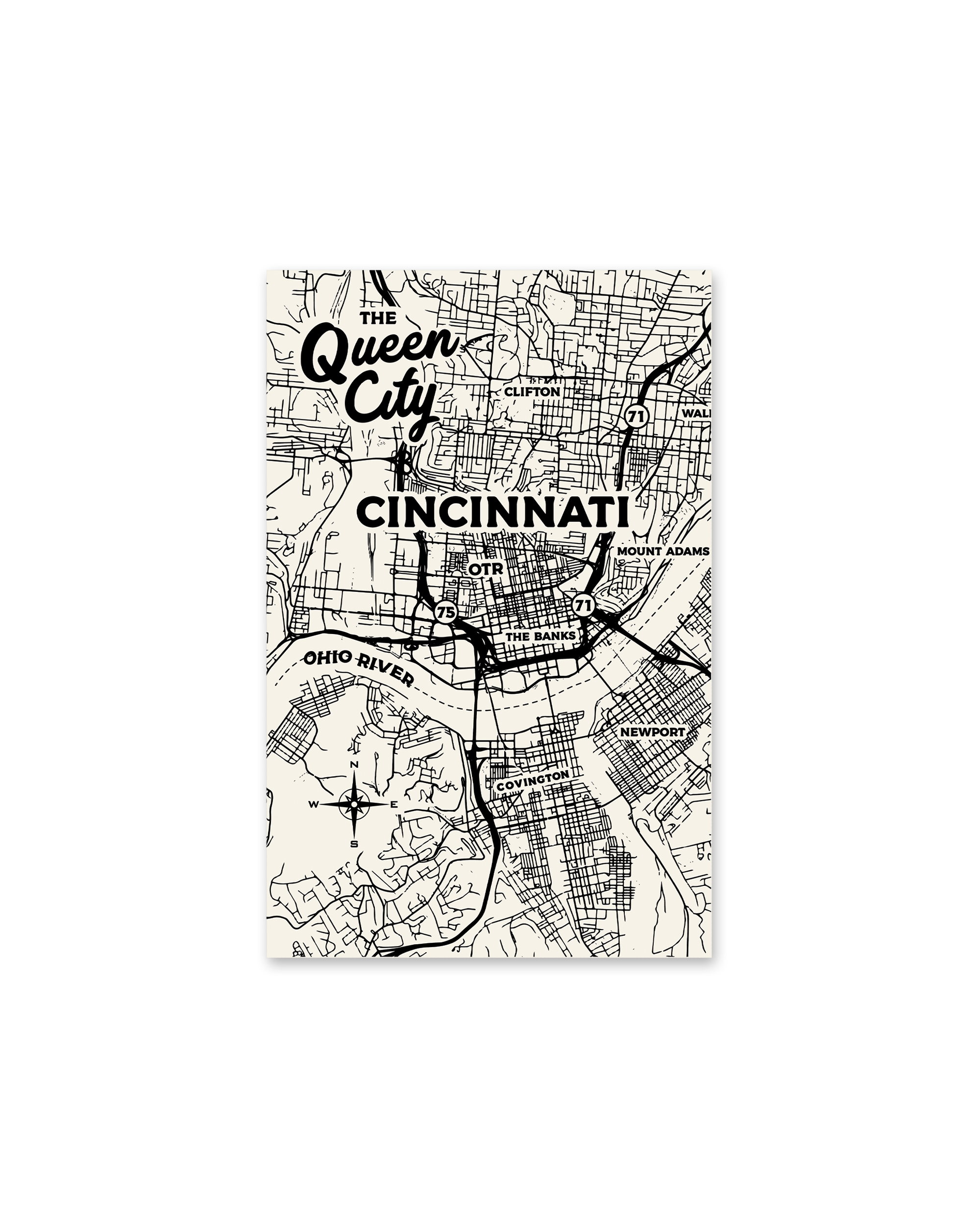 Cincinnati Map Printed Poster - Where I'm Apparel