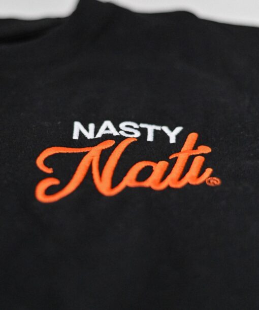 Nasty Nati Embroidered Black Cotton Crew T-Shirt