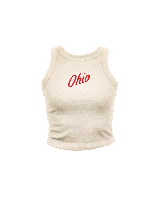 Ohio Embroidered Oatmeal High Neck Tank