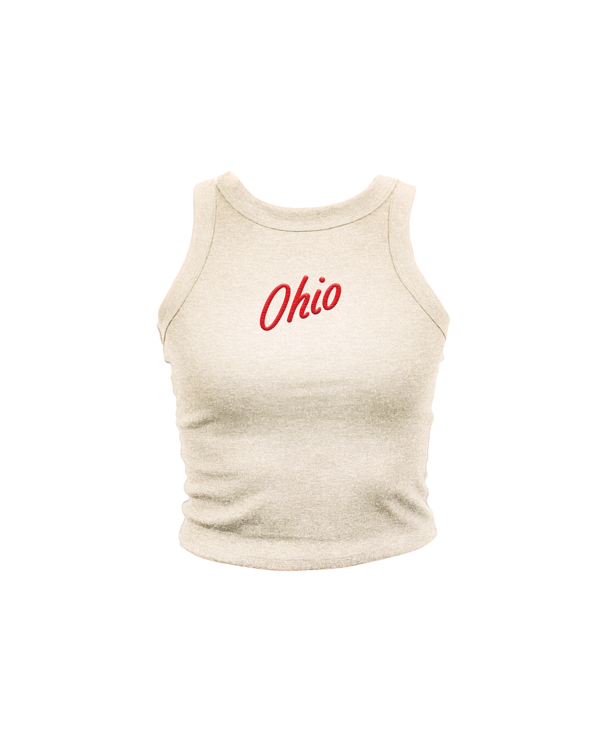 Ohio Embroidered Oatmeal Crop Tank