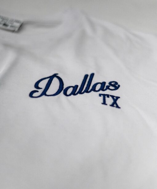 Dallas Embroidered White Cotton Crew
