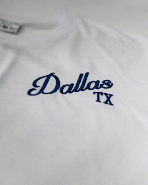 Dallas Embroidered White Cotton Crew