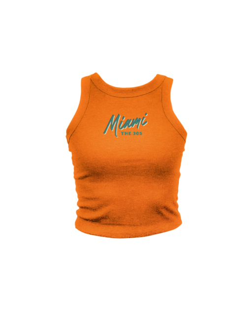 Miami Glitch Orange High Neck Tank