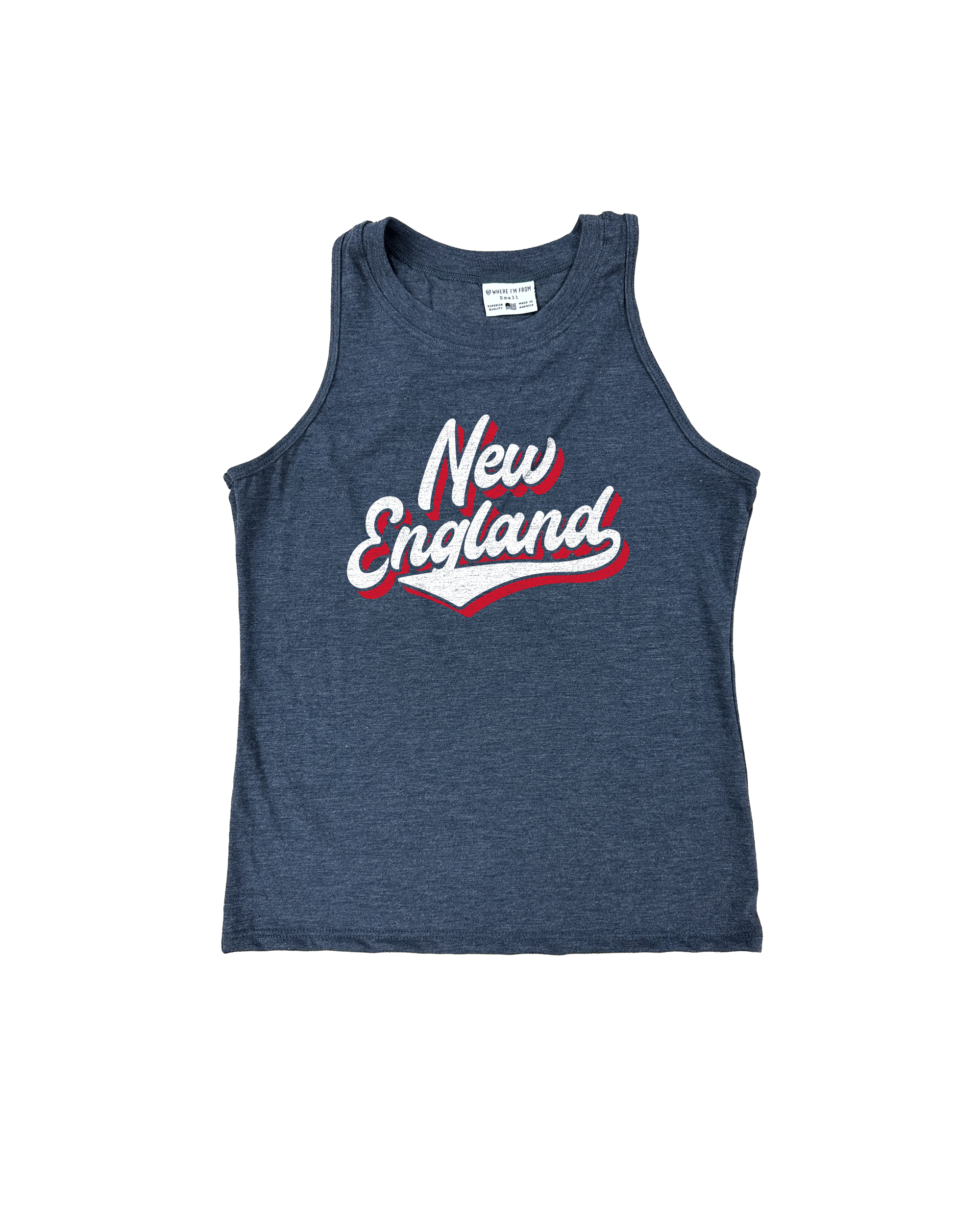 New England Script Navy Relaxed Tank
