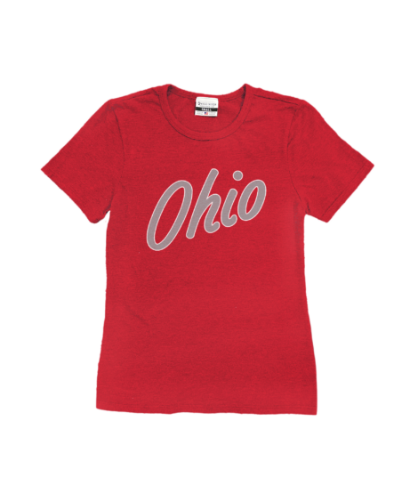 Ohio Curved Font Red Women’s Crew