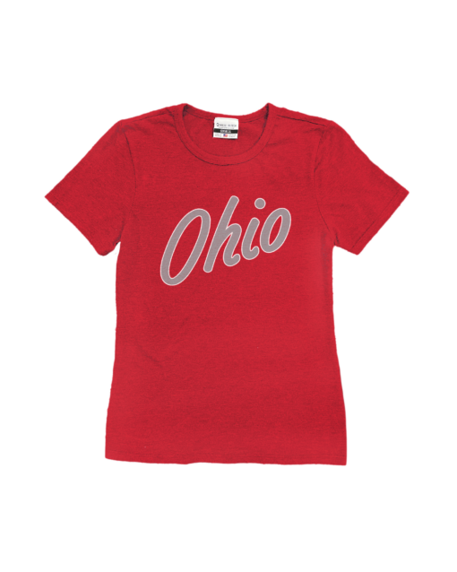 Ohio Curved Font Red Women’s Crew