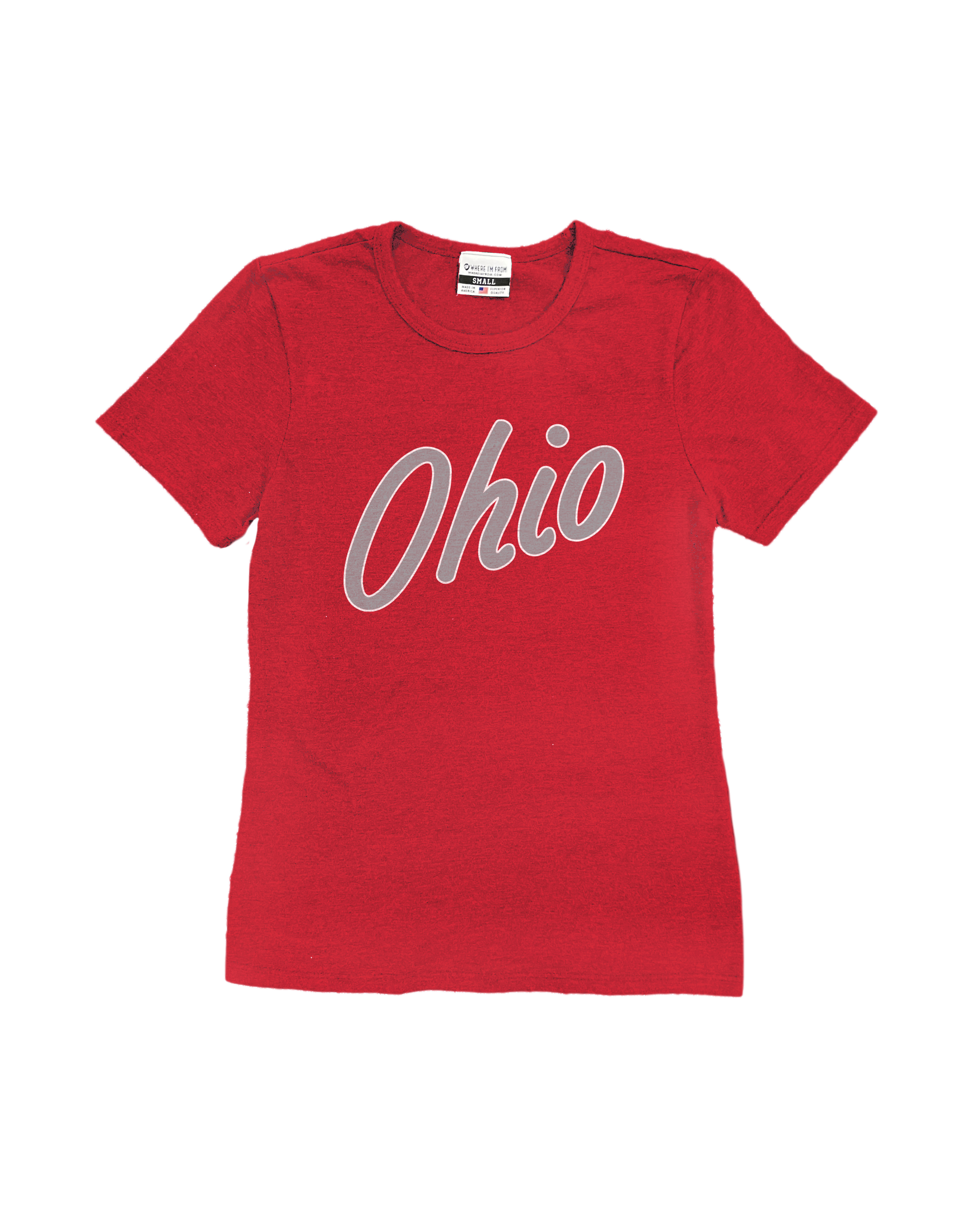 Ohio Curved Font Red Women's Crew