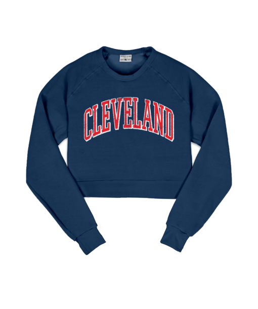 Cleveland Arch Navy Crop Sweatshirt