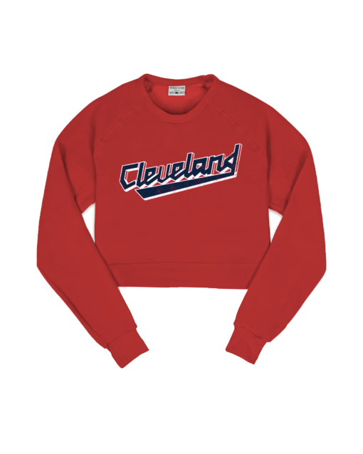 Cleveland Modern Script Red Crop Sweatshirt