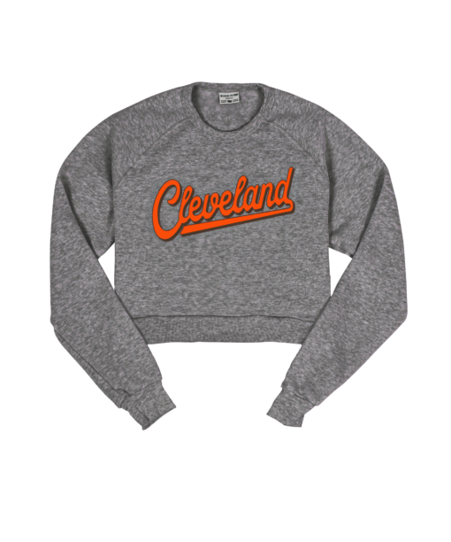 Cleveland Script Gray Crop Sweatshirt