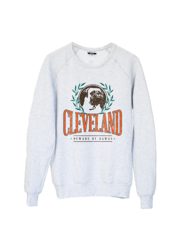 Cleveland Beware of Dawgs Collegiate Seal - Unisex Crew T Shirt, Tee, T-shirtneck Sweatshirt Ash / Xs