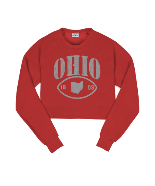 Ohio Oval Red Crop Sweatshirt