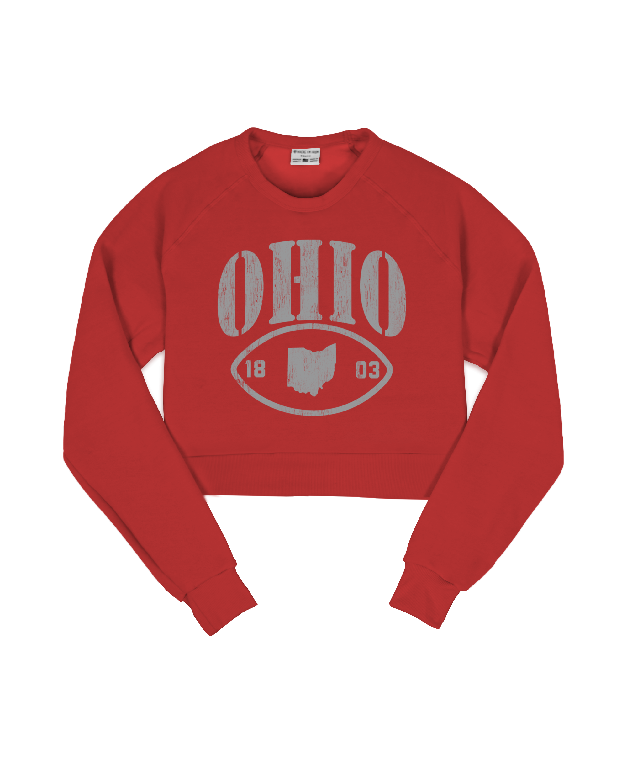 Ohio Oval Red Crop Sweatshirt