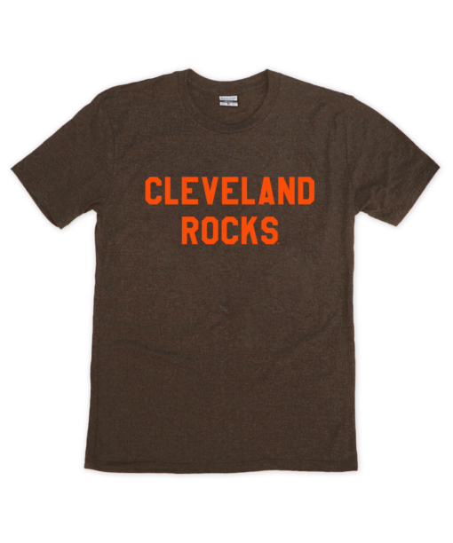 Simple Cleveland Rocks Brown Crew T-Shirt