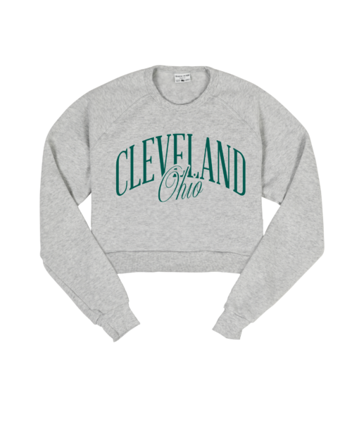 Cleveland Arch Ohio Script Ash Crop Sweatshirt
