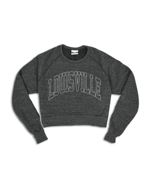Louisville Outline Black Crop Sweatshirt