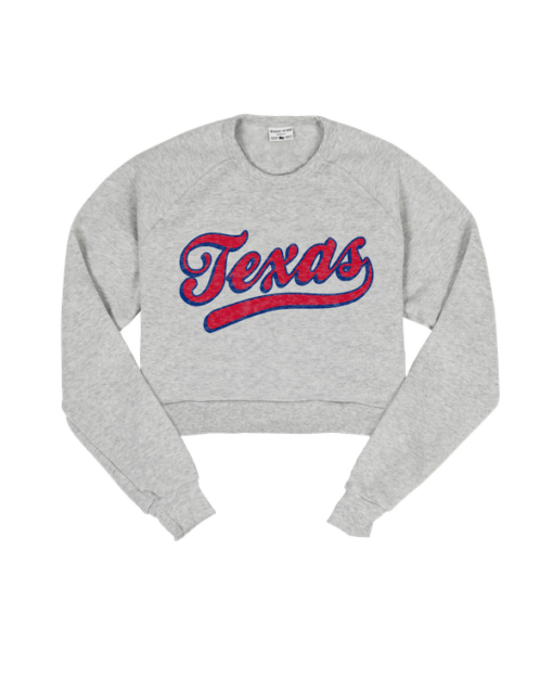 Texas Script Ash Crop Sweatshirt