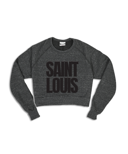 St. Louis Puff Print Black Crop Sweatshirt