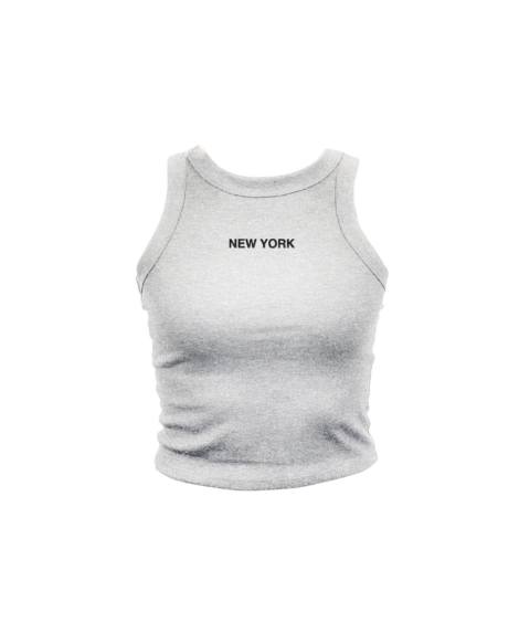 New York Embroidered High Neck Tank Top