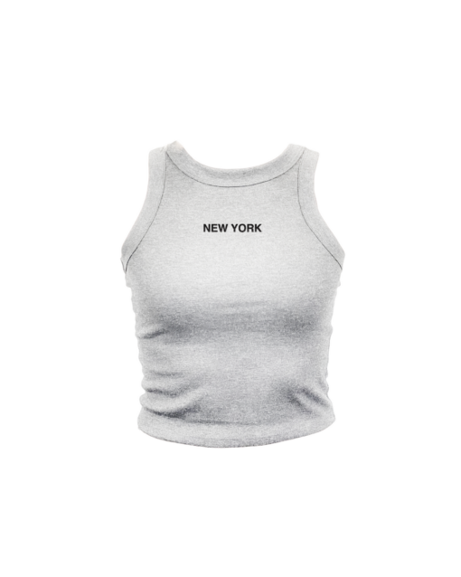 New York Embroidered High Neck Tank Top