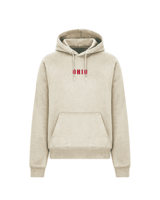Simple Red Ohio Embroidered Sandshell Cotton Hoodie