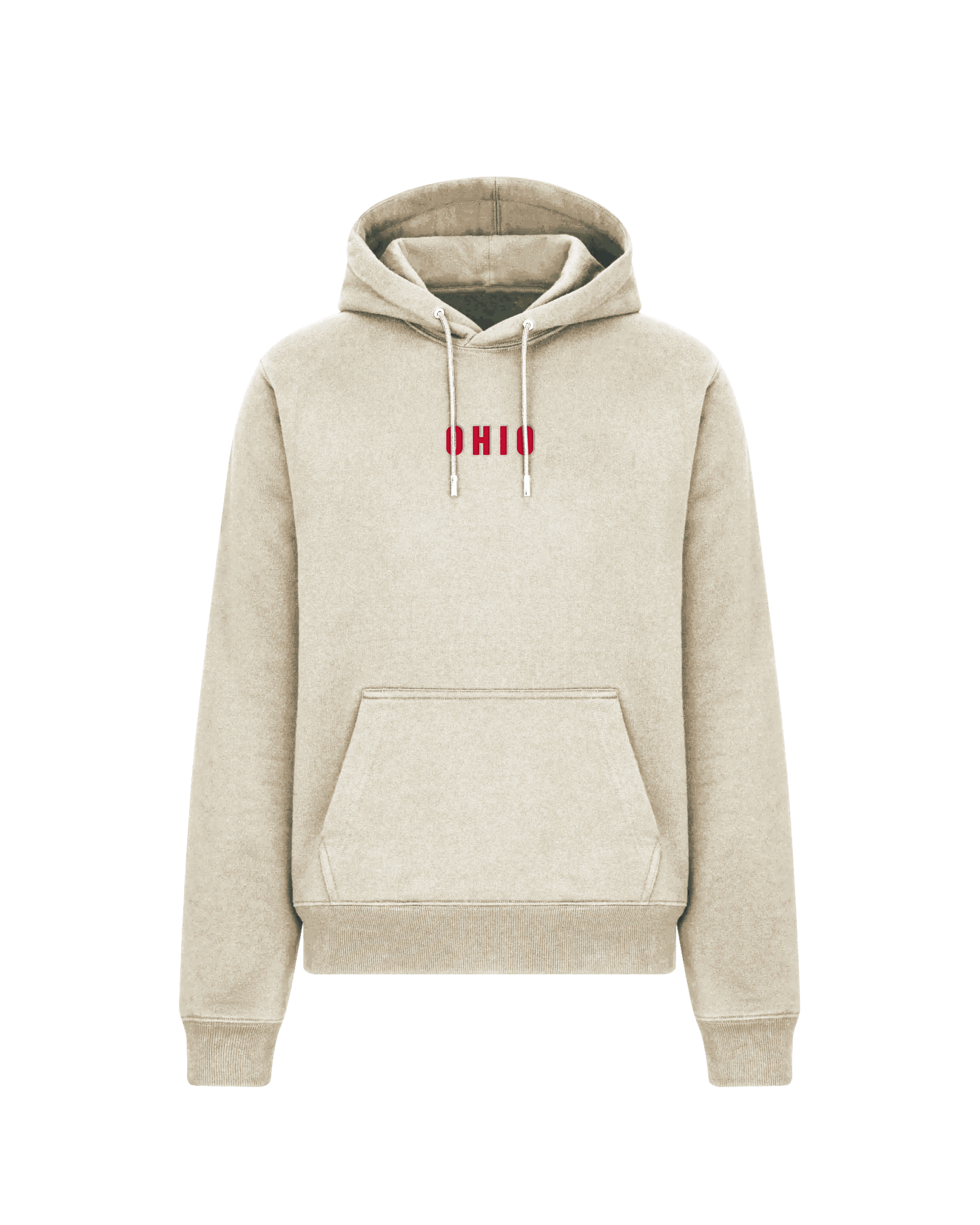Simple Red Ohio Embroidered Sandshell Cotton Hoodie