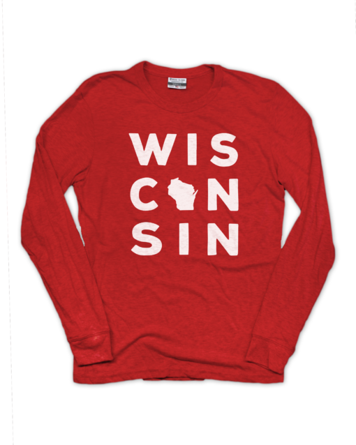 Wisconsin Stacked Red Long Sleeve