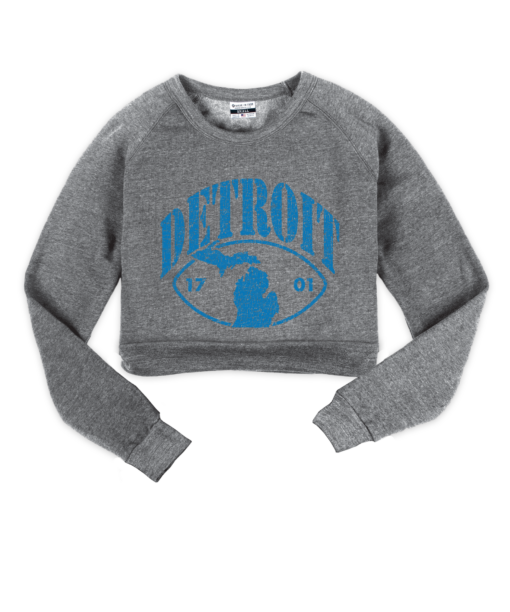 Detroit Oval State Gray Crop Sweatshirt