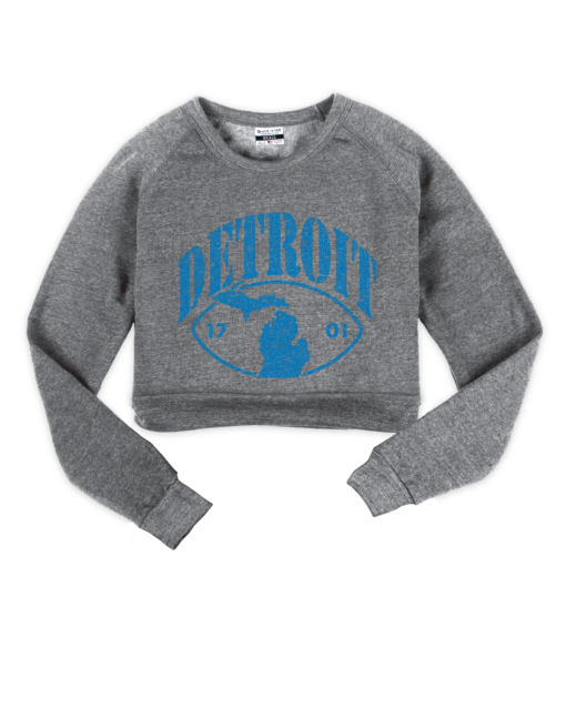 Detroit Oval State Gray Crop Sweatshirt