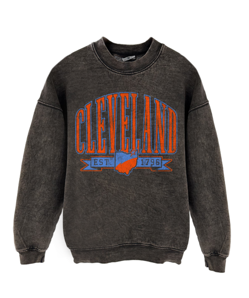 Cleveland Retro Mineral Wash Cotton Sweatshirt