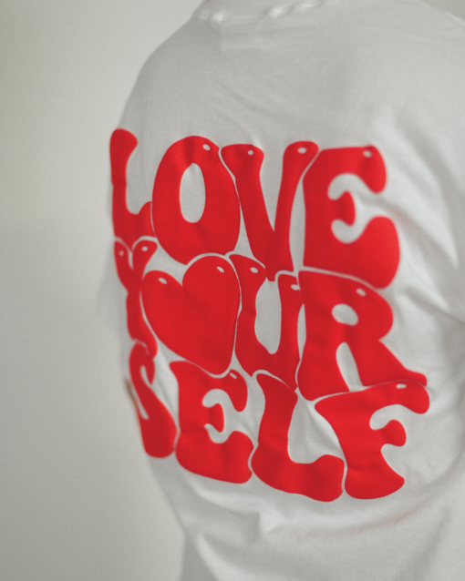 Love Yourself White Cotton Easy Tee