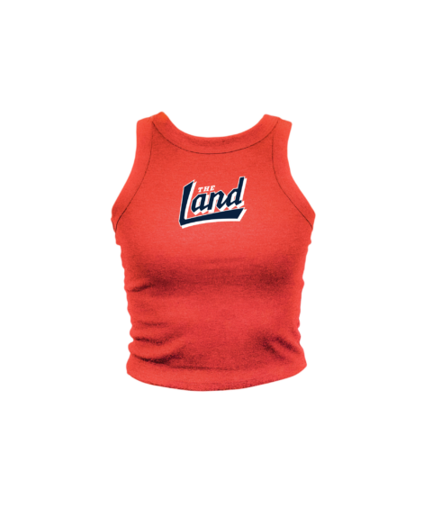 The Land Script Red High Neck Tank